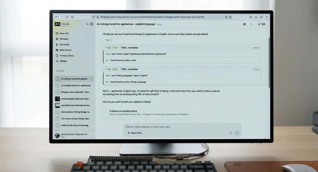AI-generated marketplace listing preview for a built-in dishwasher