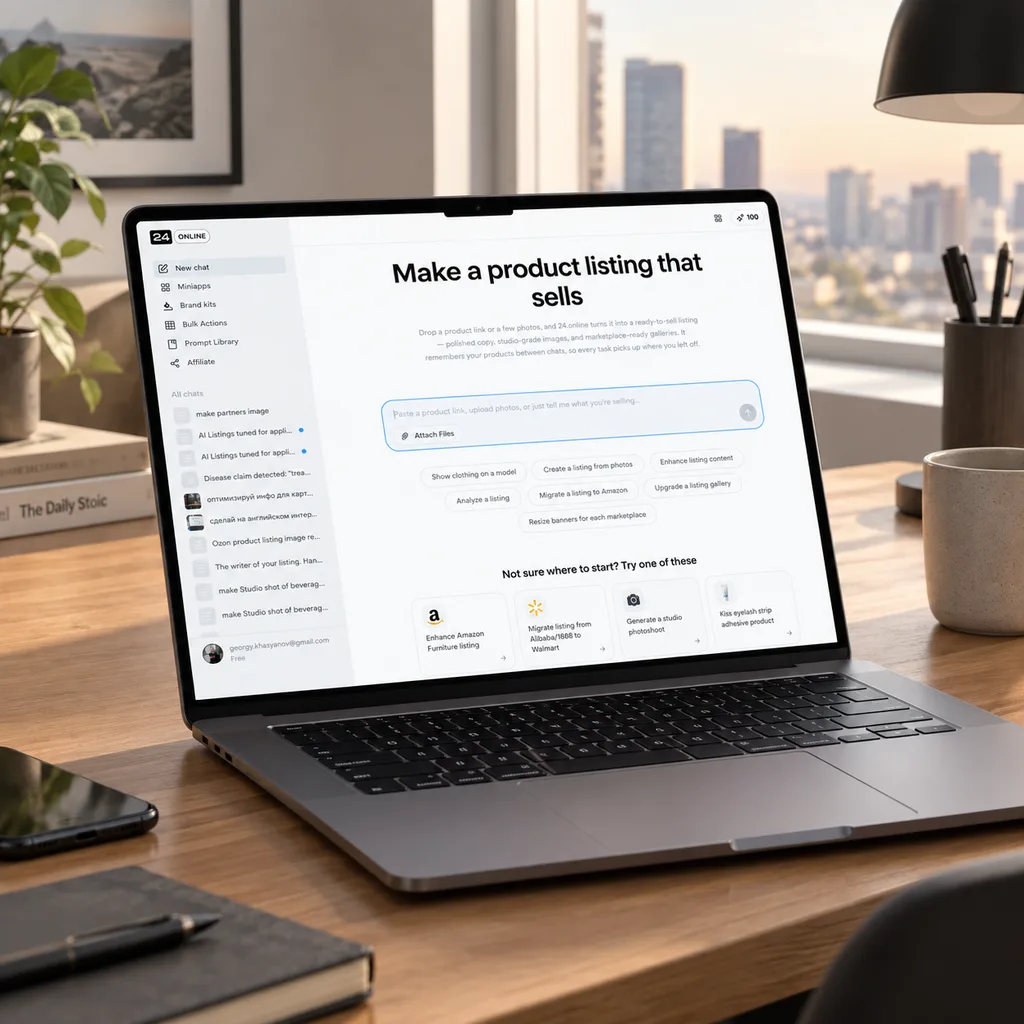 Preview interface of 24.online AI workspace tailored for E-commerce Managers