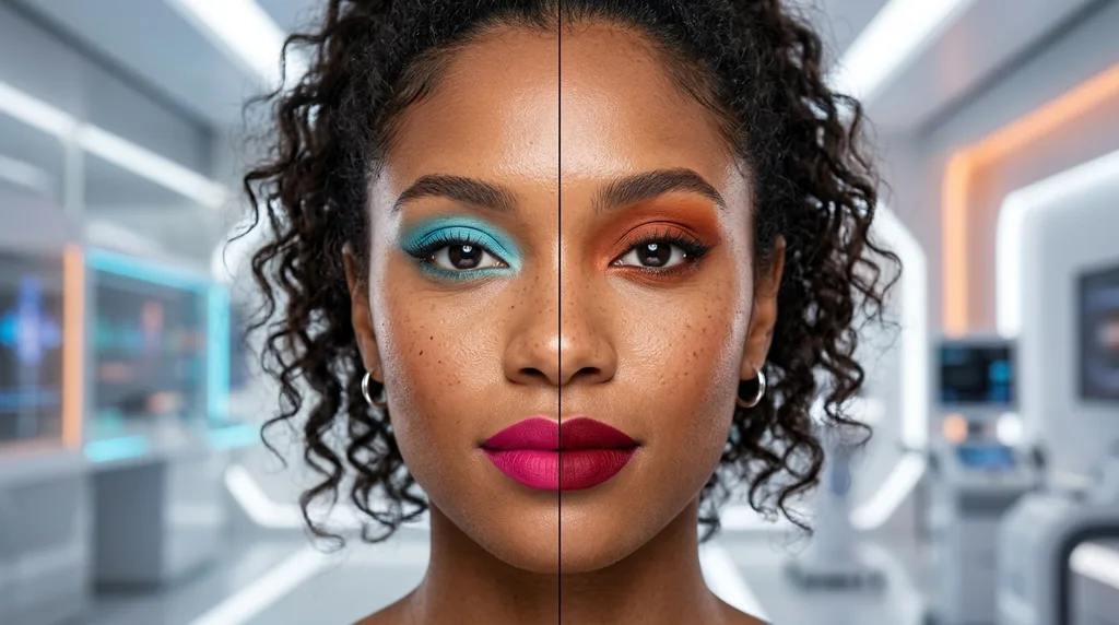 Virtual try-on preview for beauty shades on a shopper face