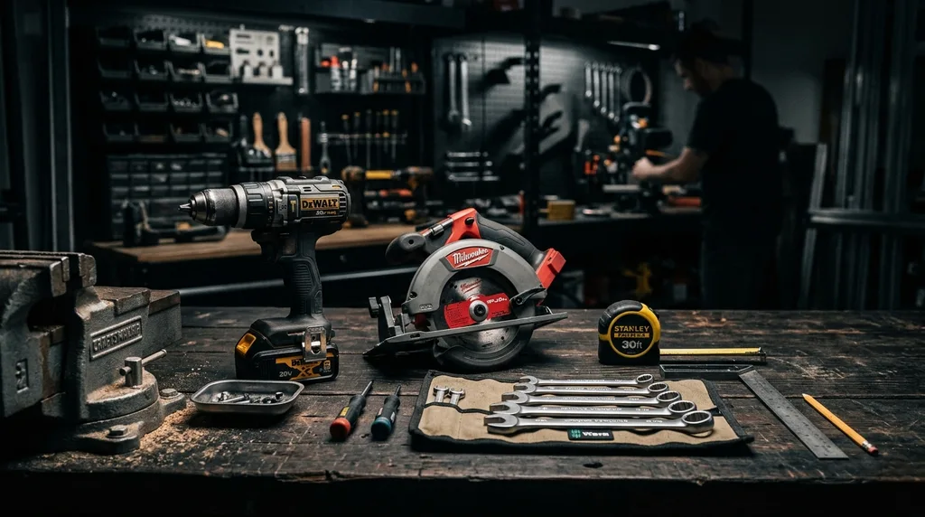 Tools and hardware workshop background