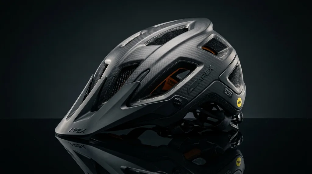 Studio shot of a mountain bike helmet