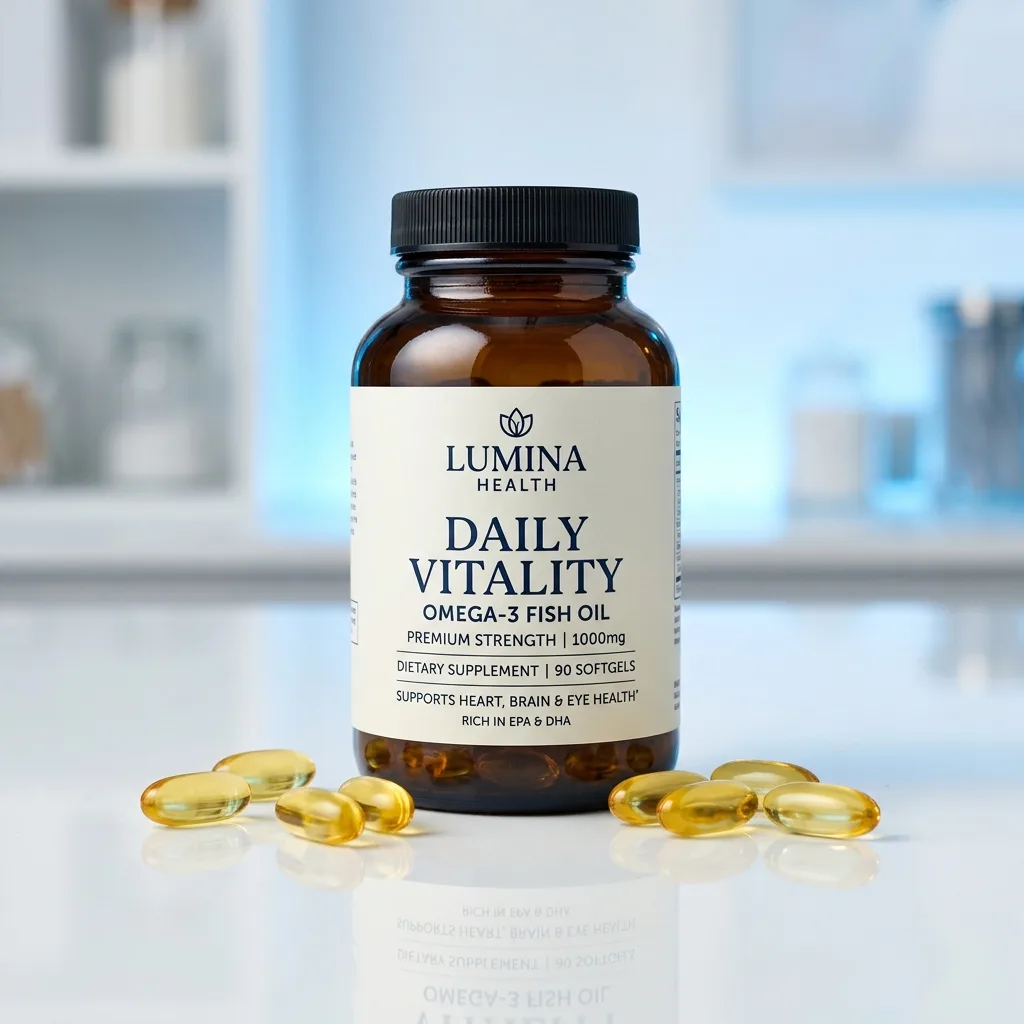 Health supplement pack-shot with Supplement Facts panel