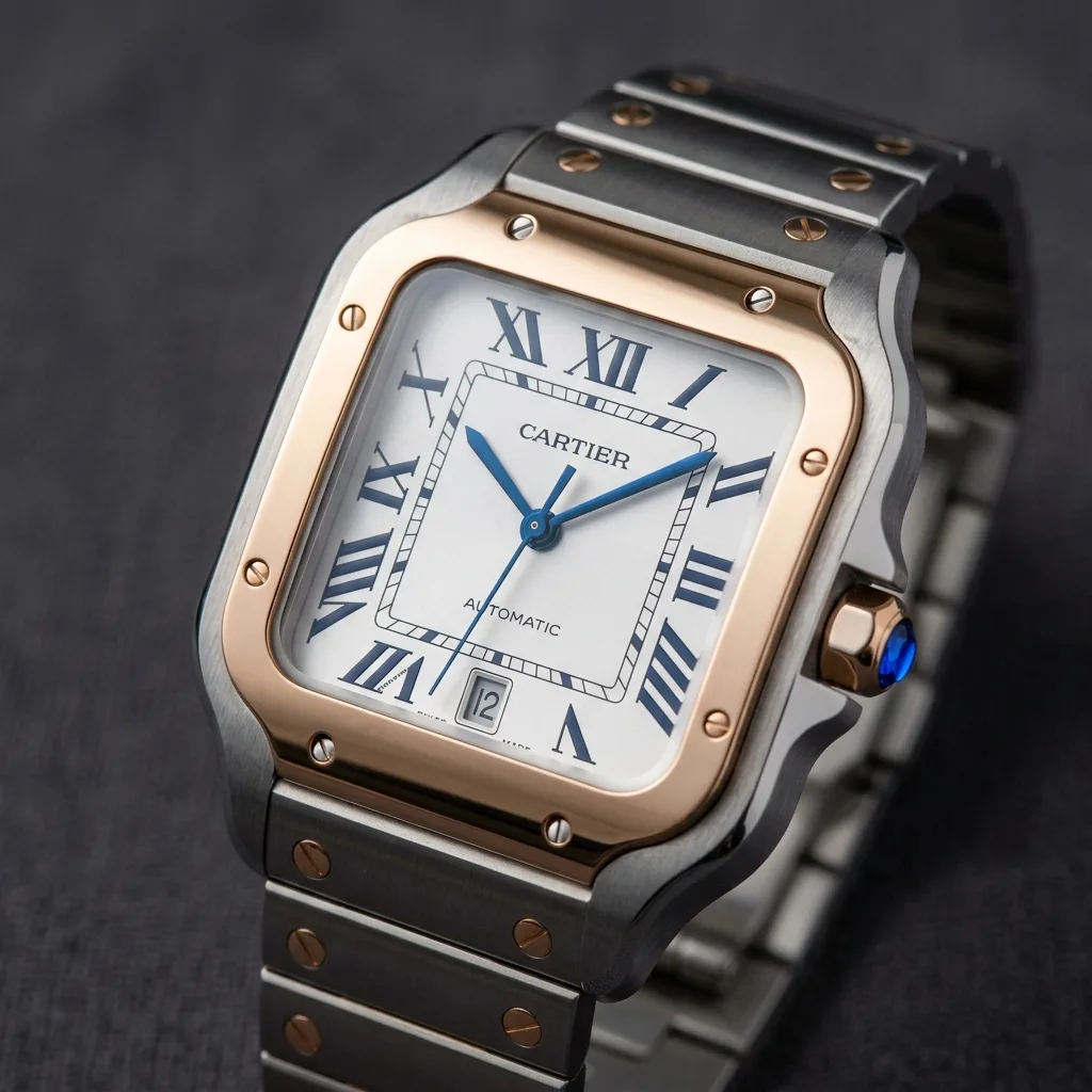 Luxury watch product listing card with highlighted fields