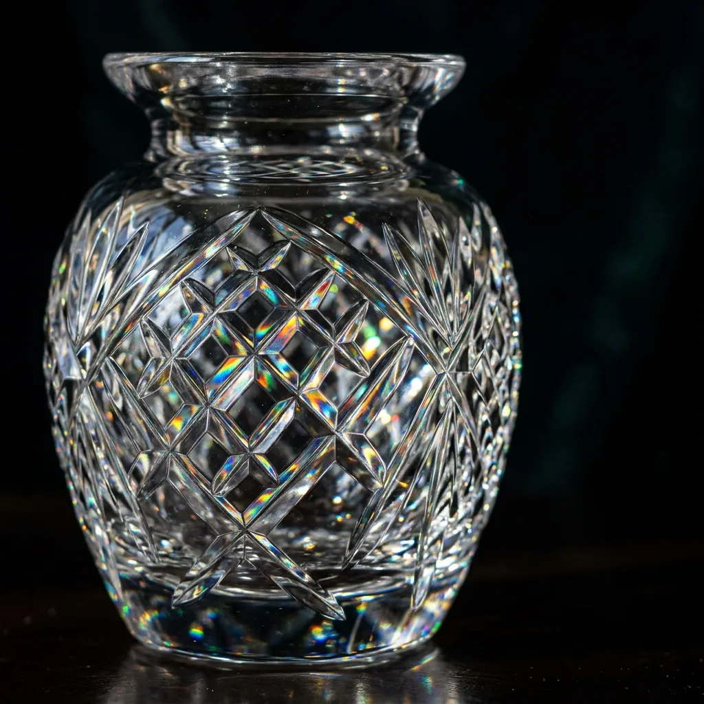 Designer home decor crystal vase close-up