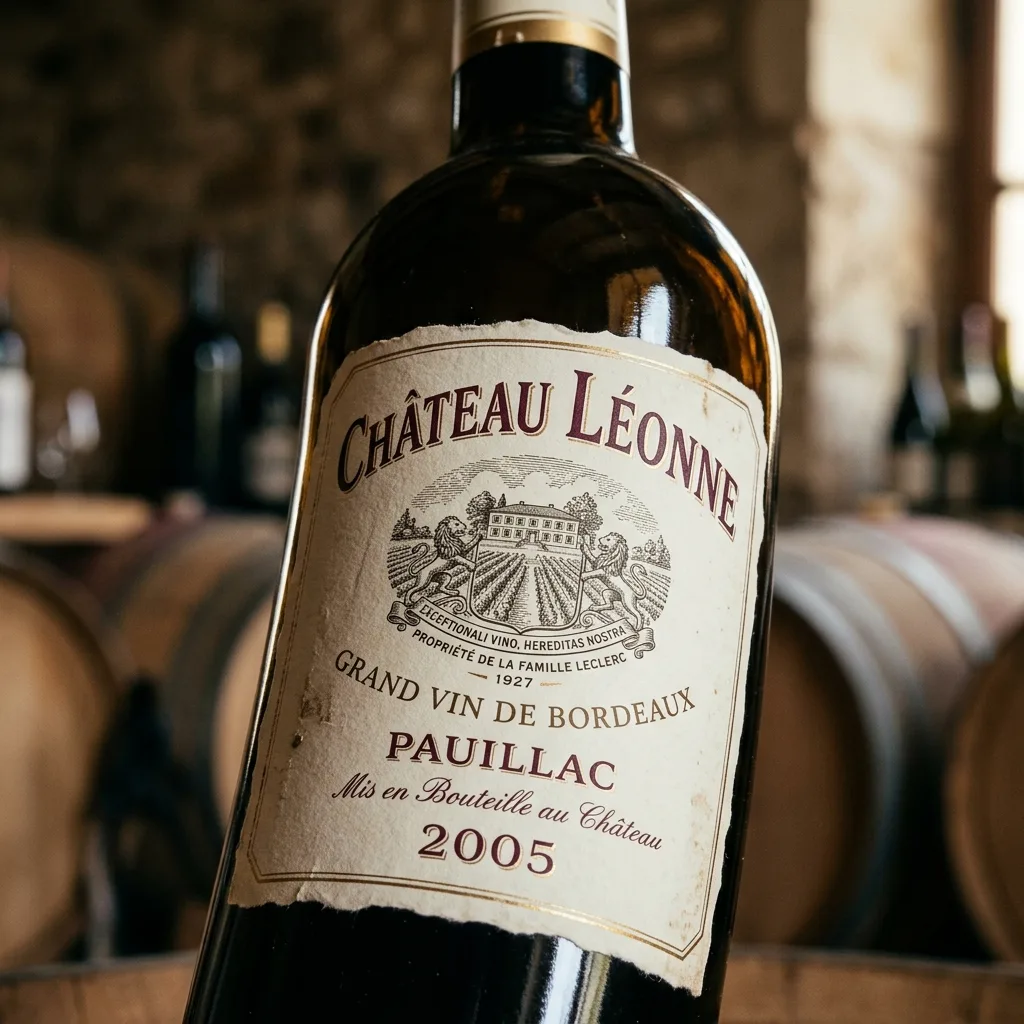 Vintage wine bottle with estate label