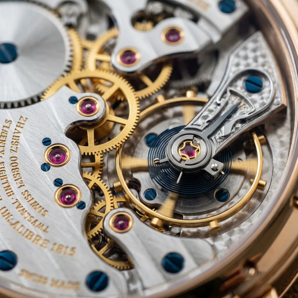 Luxury watch movement macro shot