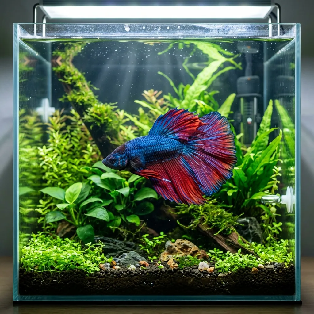 Fish near aquarium scene