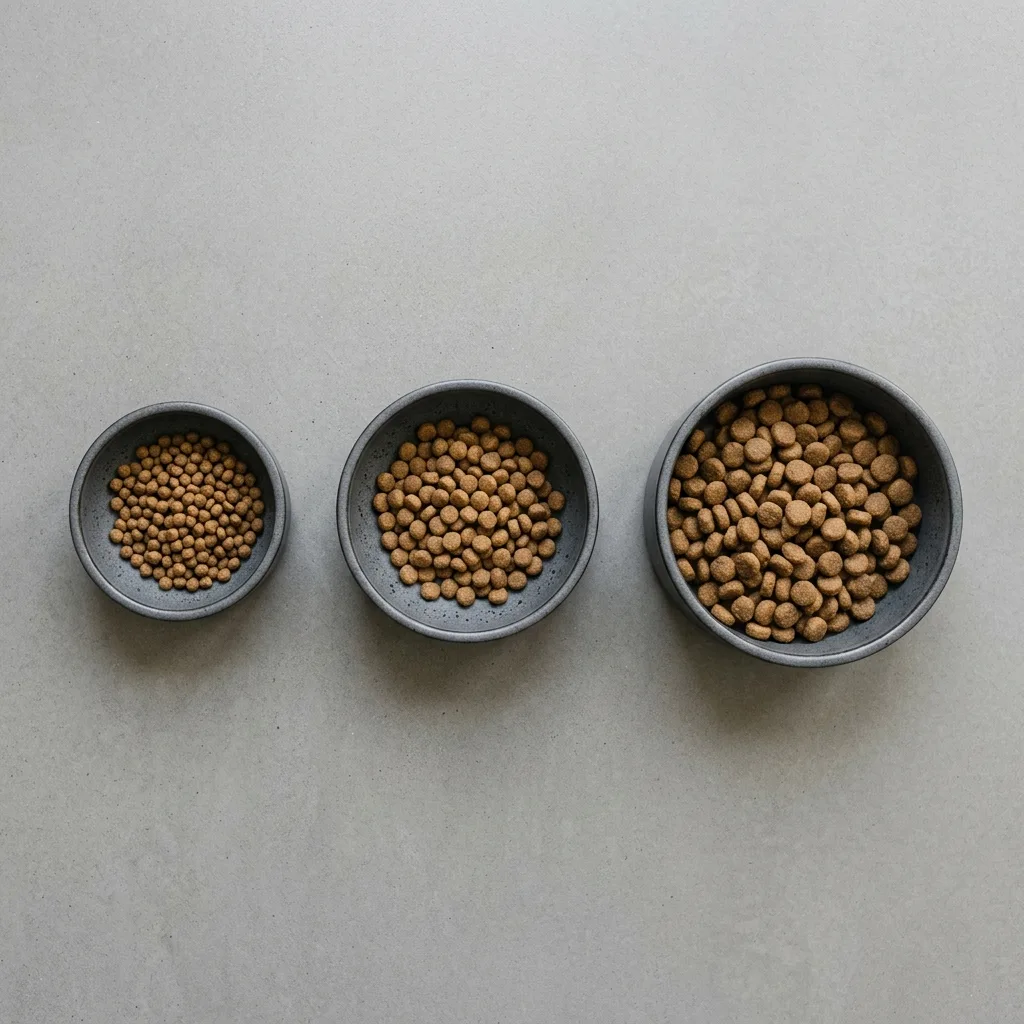 Feeding chart by dog weight from 5 lb to 90+ lb