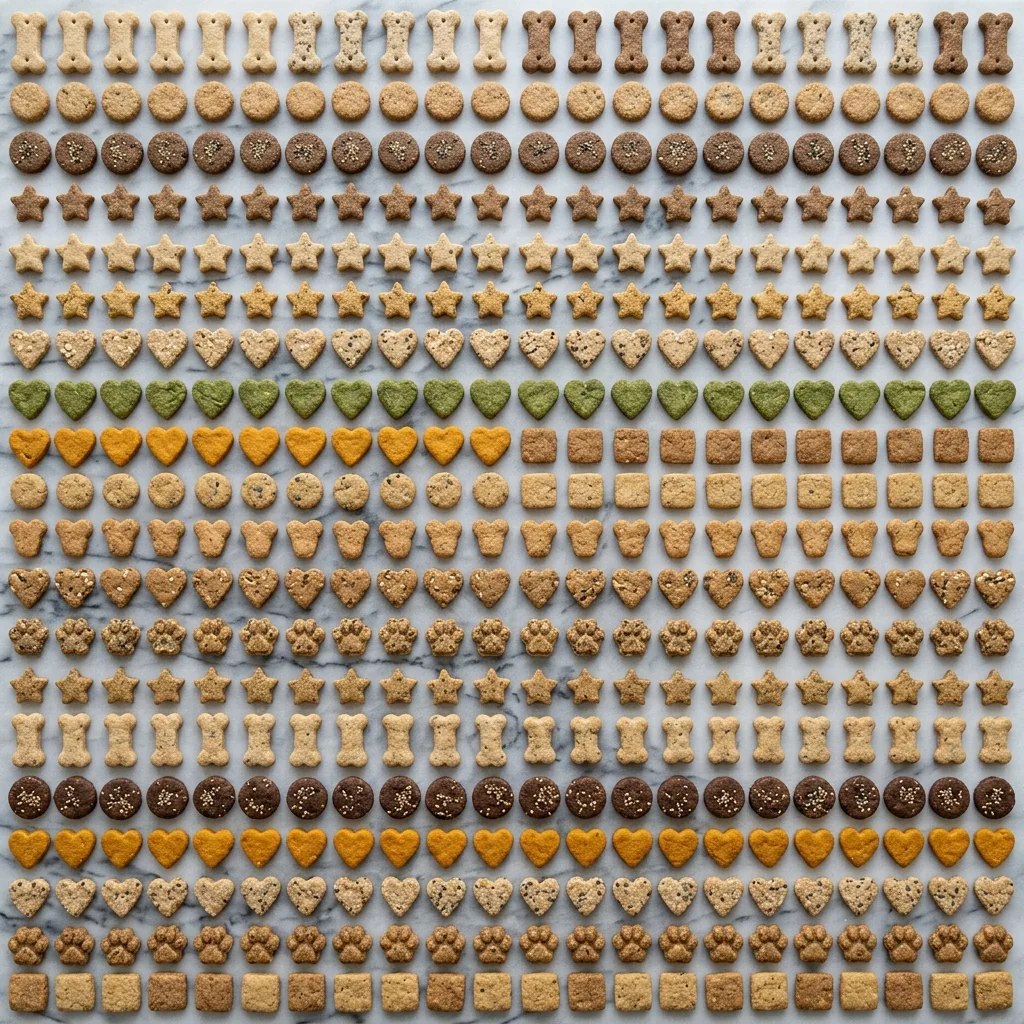 Bulk editor view of 120 dog treat variants in progress