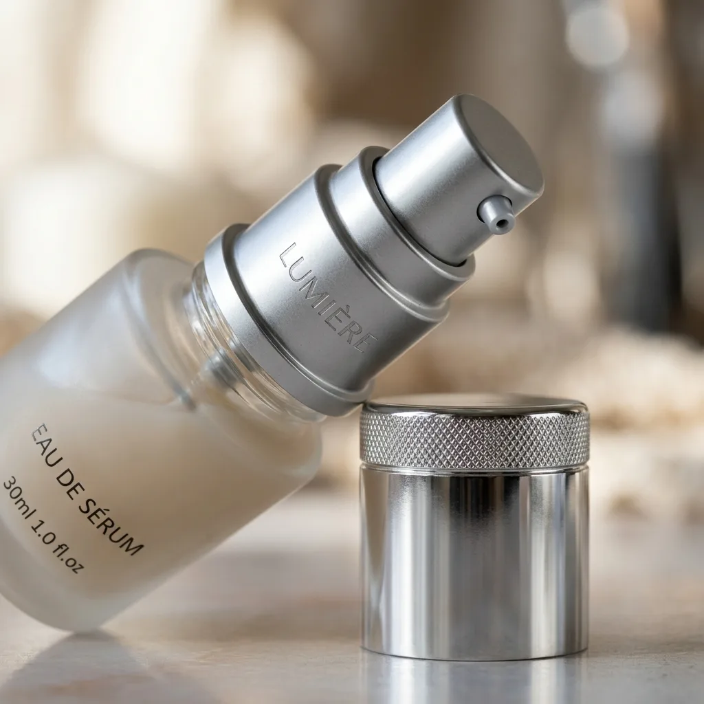 Packaging callouts highlighting beauty product details