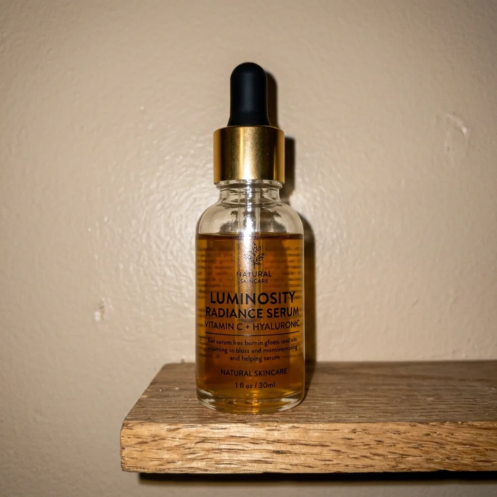 Foundation bottle on marble vanity with soft daylight