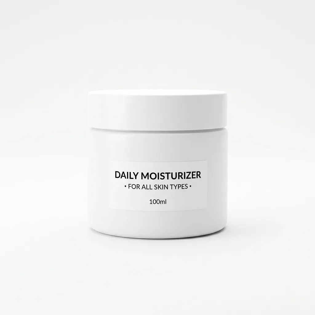 Cream jar on white background with soft shadow