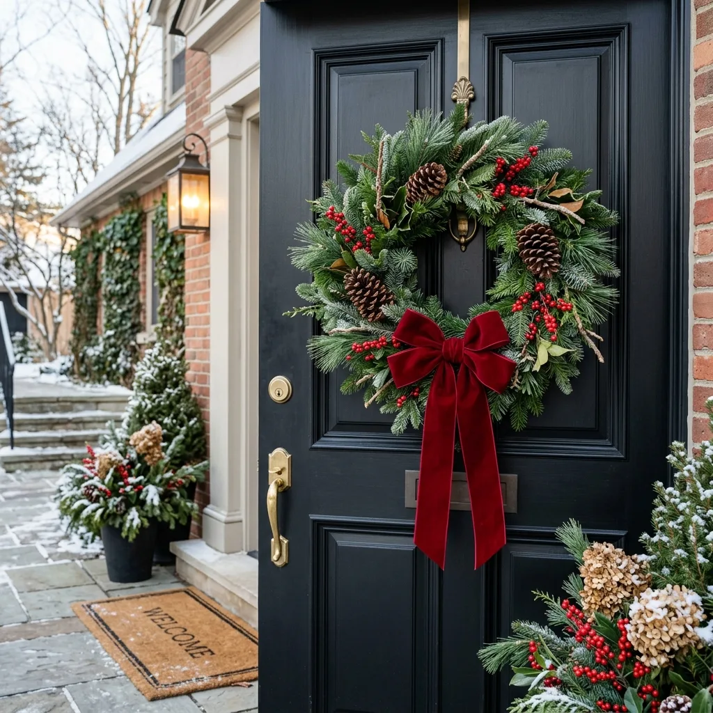 Festive holiday wreath decoration
