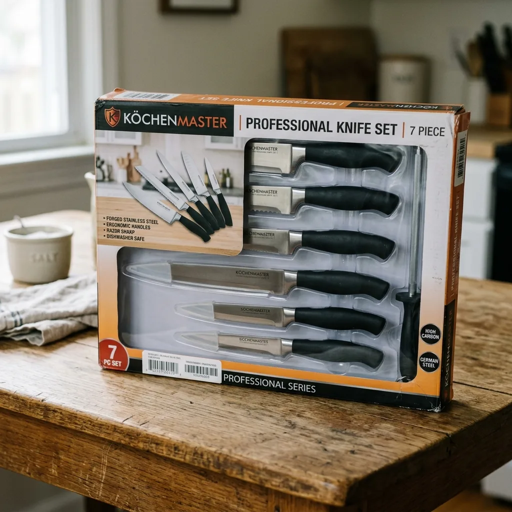 Knife set in box, original photo