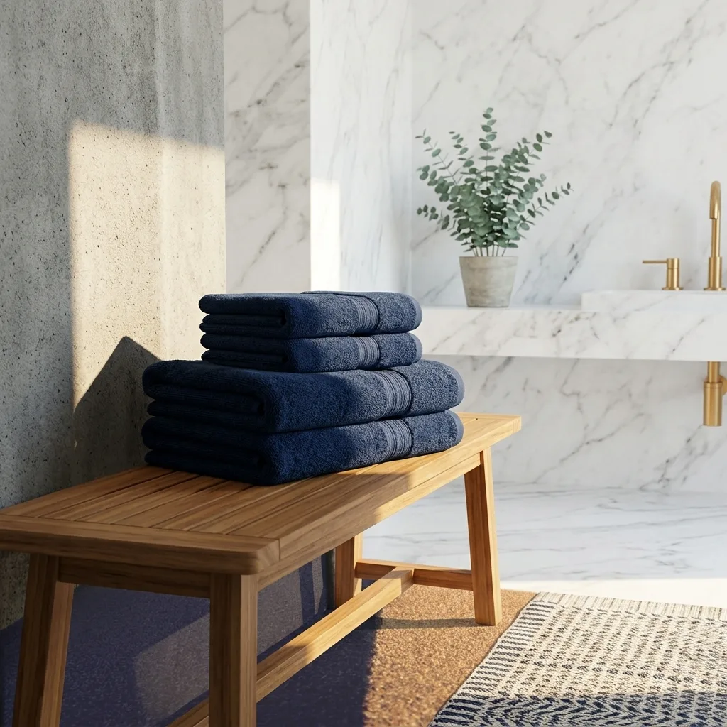 Bath towel set, AI scene in a styled bathroom