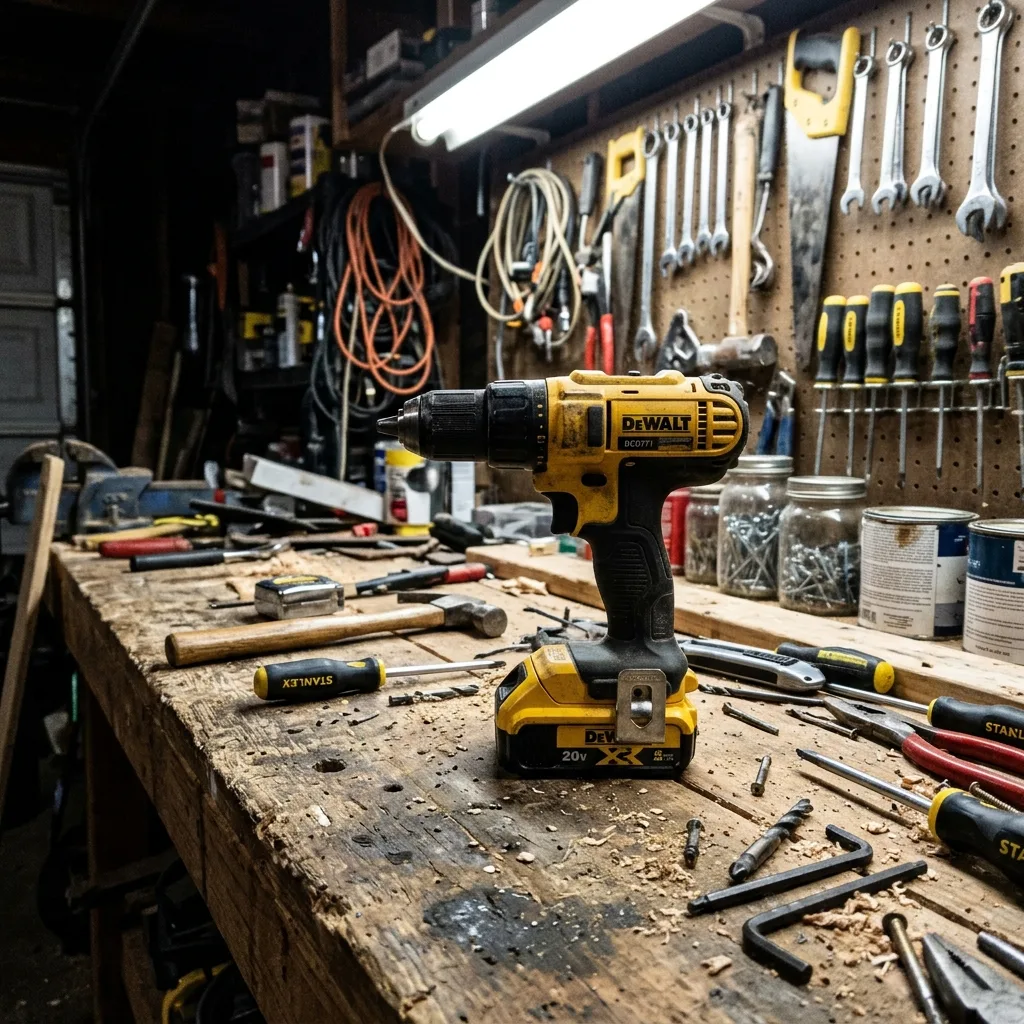 Raw smartphone photo of a drill