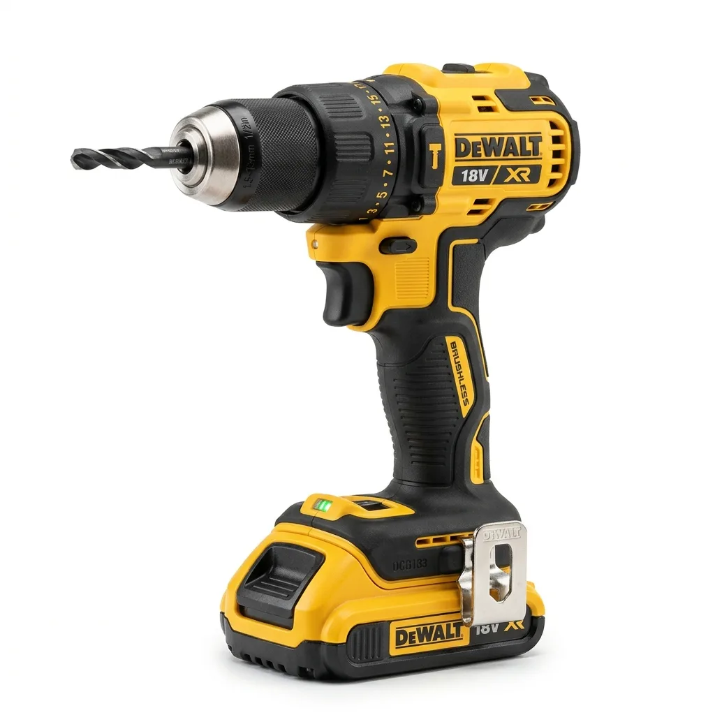 Cordless drill on a pure white background