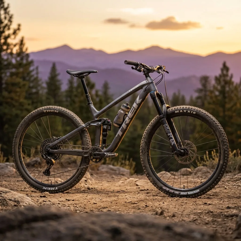 Mountain bike transformed by 24.online into an AI-generated trail lifestyle scene