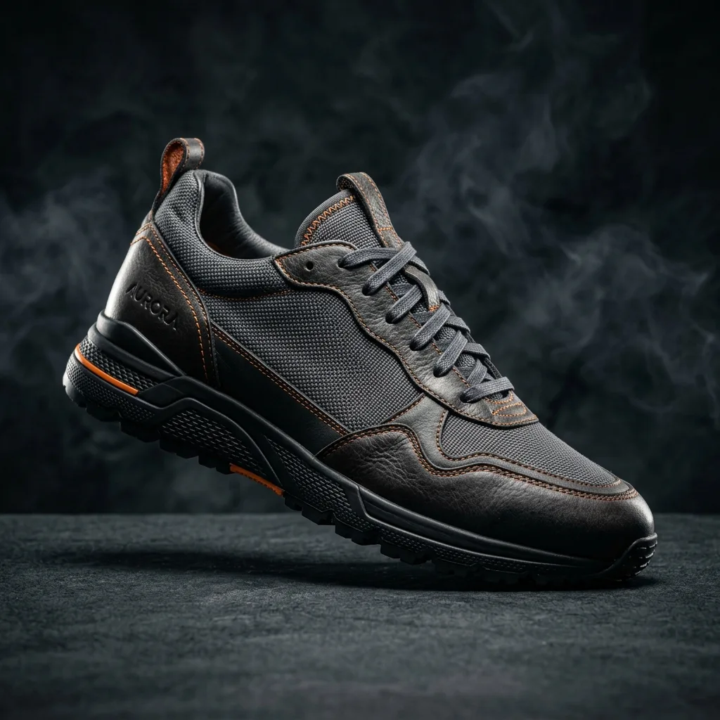 Studio setup shot of footwear with detailed lighting