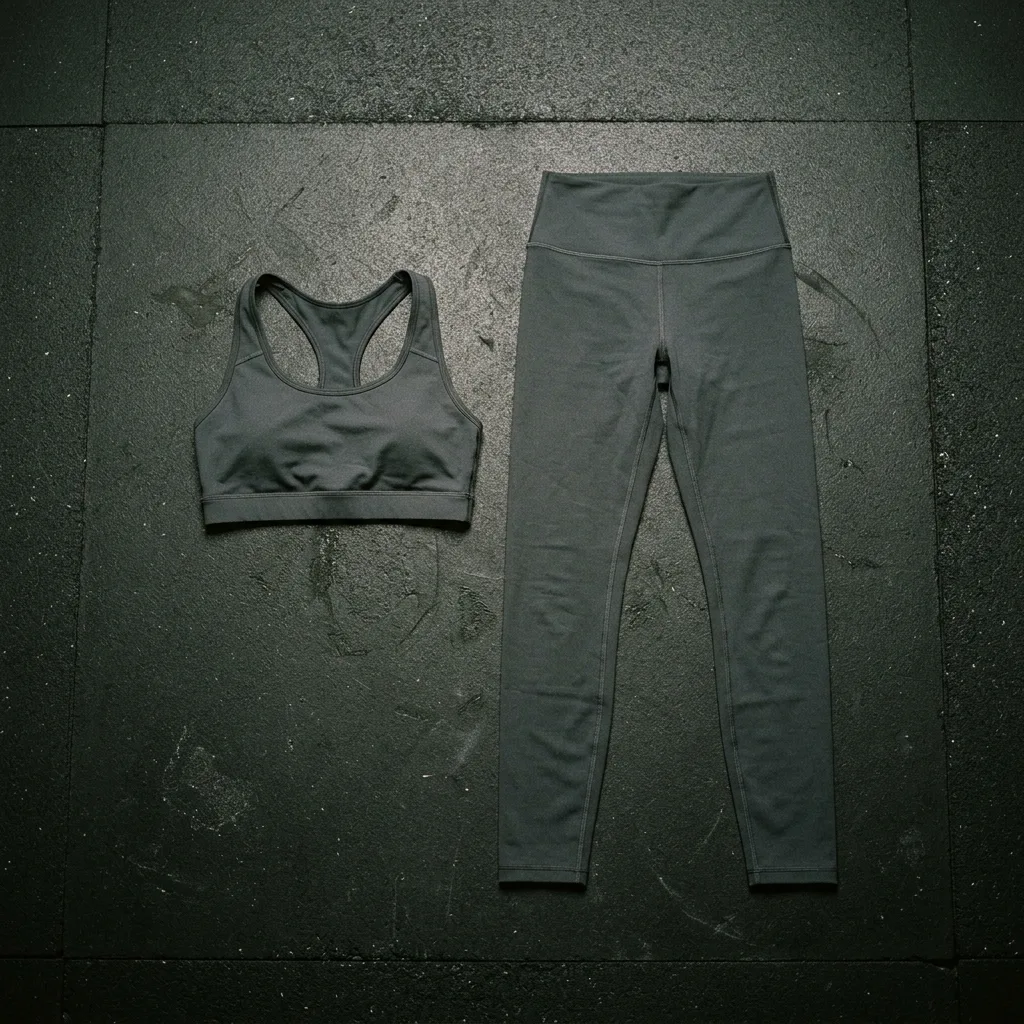 Yoga leggings and top flat lay