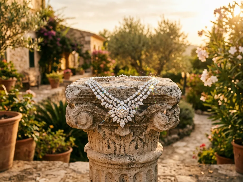 Luxury jewelry exterior lifestyle shot with natural daylight