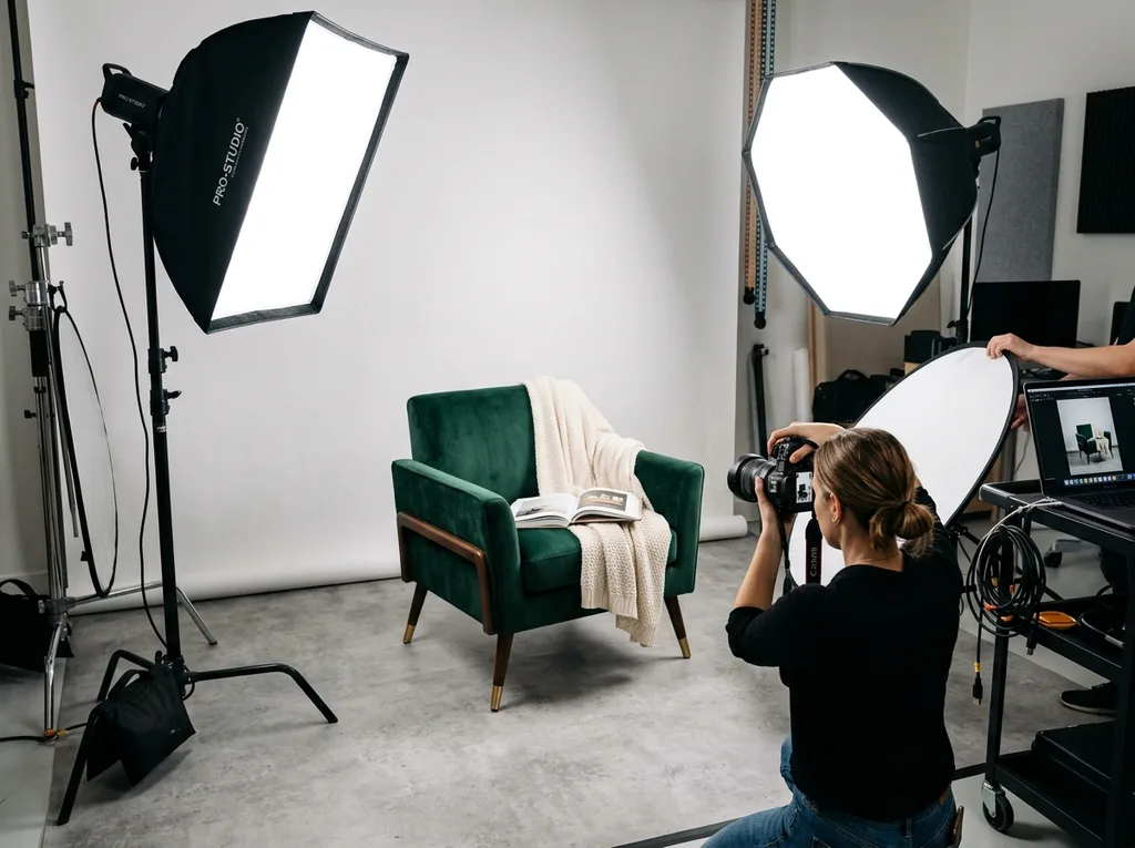 Generated listing preview with title, bullets, lifestyle photos, and infographic