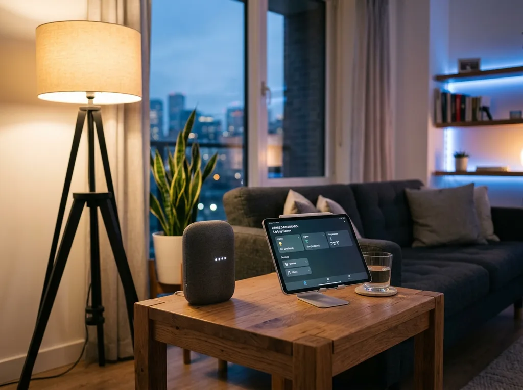 Smart-home electronics in a styled room